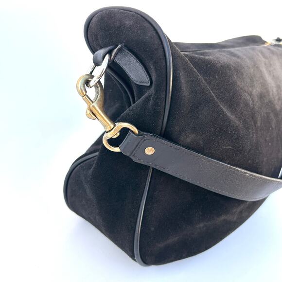 Kendall Conrad Black Suede Shoulder Bag Tote Luxury USA Minimalist Purse - Picture 3 of 13